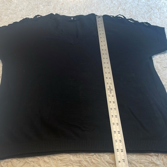 Torrid Black Lace Up Shoulder Sweater - Picture 2 of 8